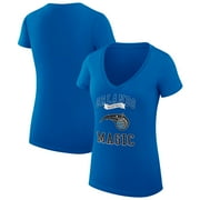 Women's G-III 4Her by Carl Banks Blue Orlando Magic Team Logo Fitted V-Neck T-Shirt